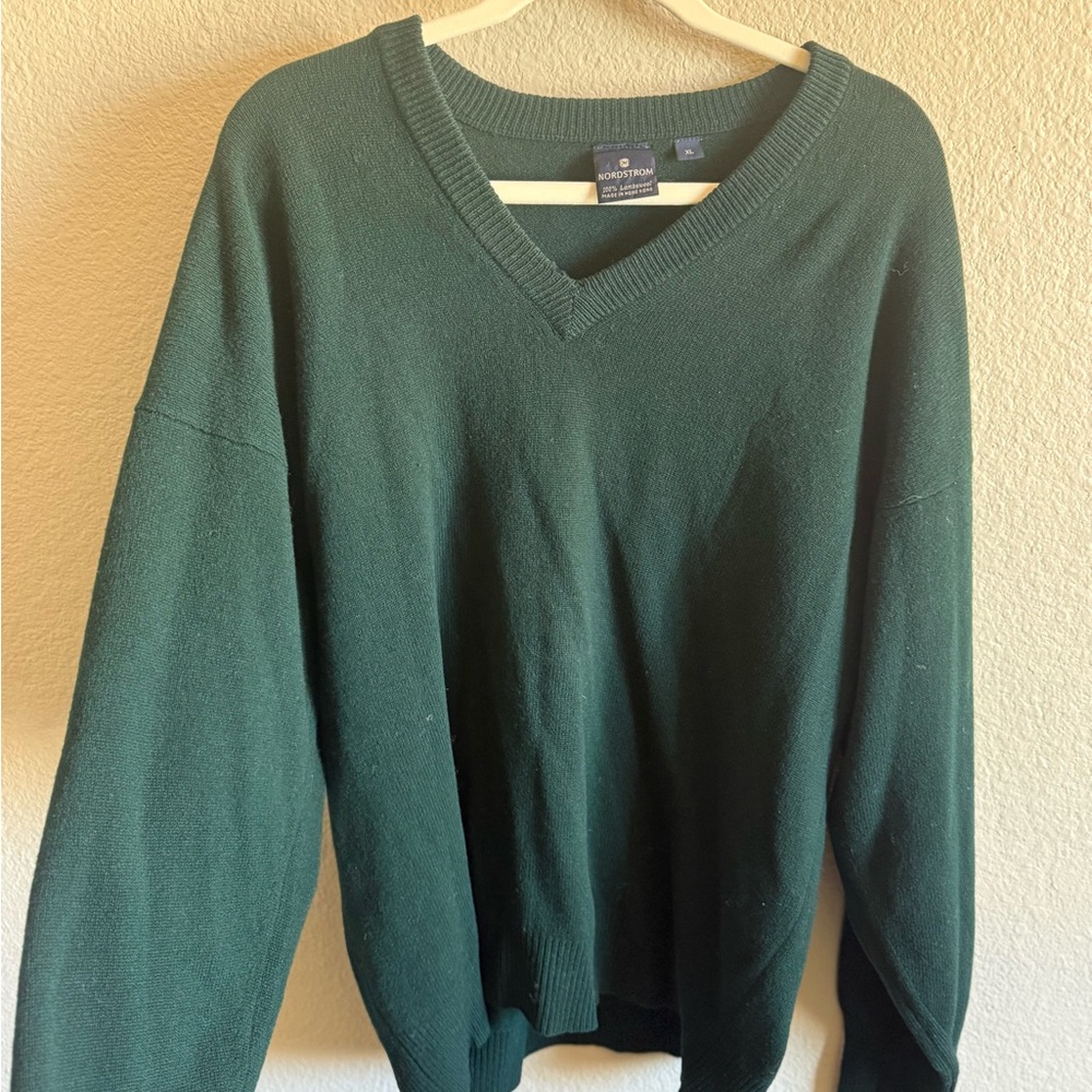 Vintage 100% Lambswool Oversized Pine Green Sweater - Cozy Luxury Y2K Basics - Picture 4 of 8